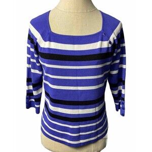 petite sophisticate Women’s Knit Elegant Square Neck Top 3/4 Sleeves Size S